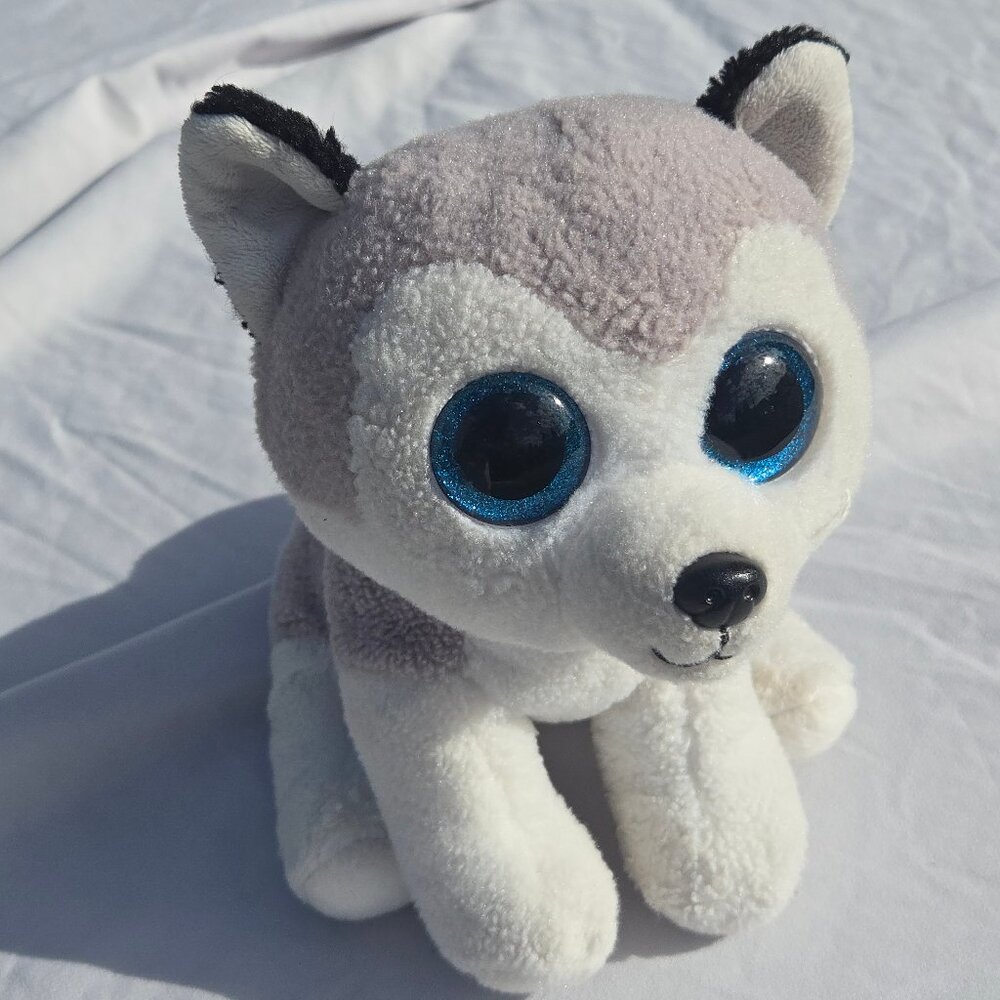 Ty Beanie Boo Velvety Medium Husky Dog Buff 9" Plush Stuffed Animal Toy